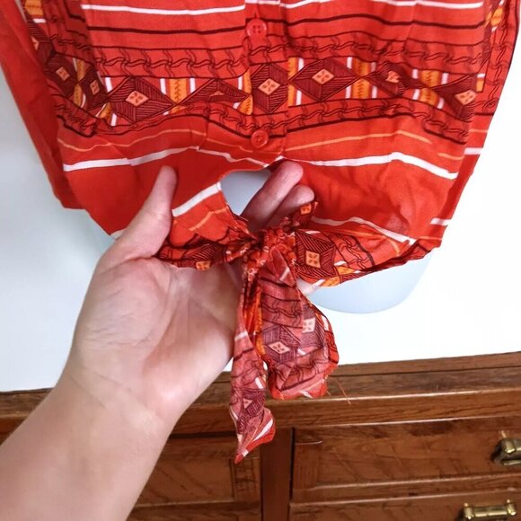 Apt. 9 Tank Top Blouse Y2K Sleeveless Medium Red Bohemian Boho LIGHTWEIGHT NWT - Picture 3 of 6